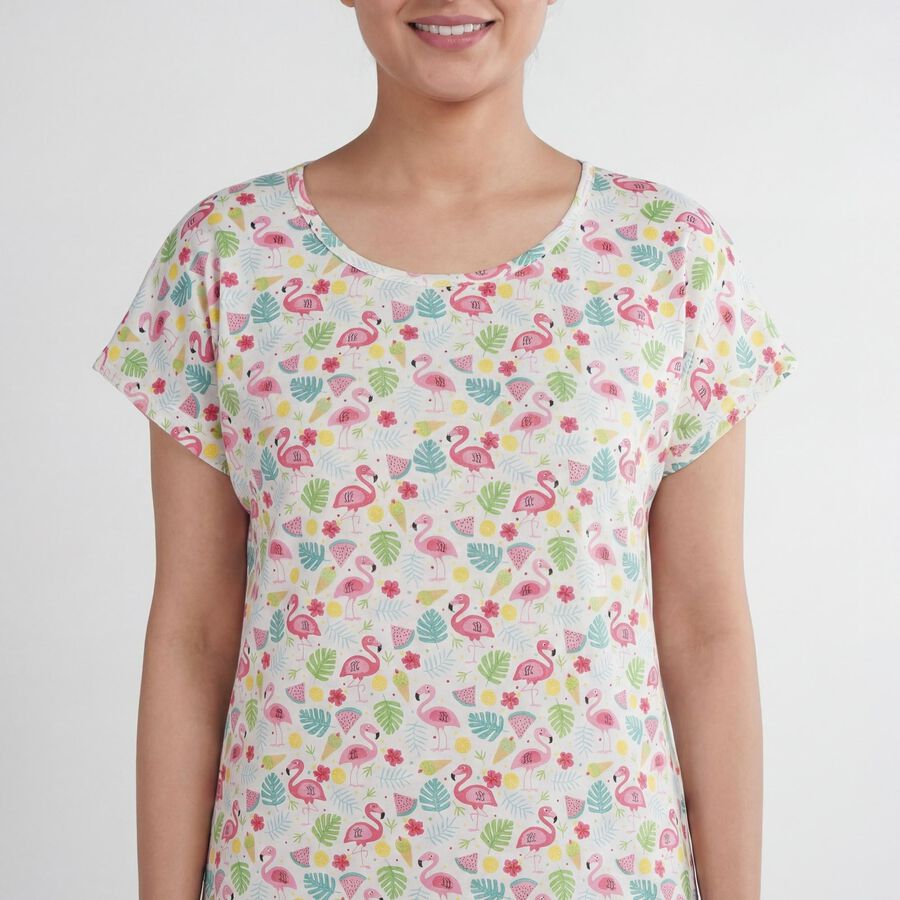 Women's White Casual Nighty, White, large