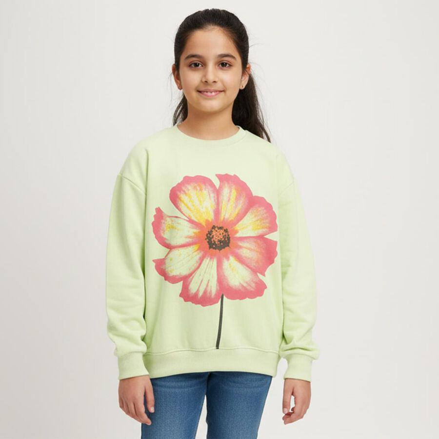 Girls' Sweatshirt, Light Green, large image number null