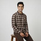 Men's Brown Cotton Long Sleeve Regular Fit Casual Shirt, भूरा, small