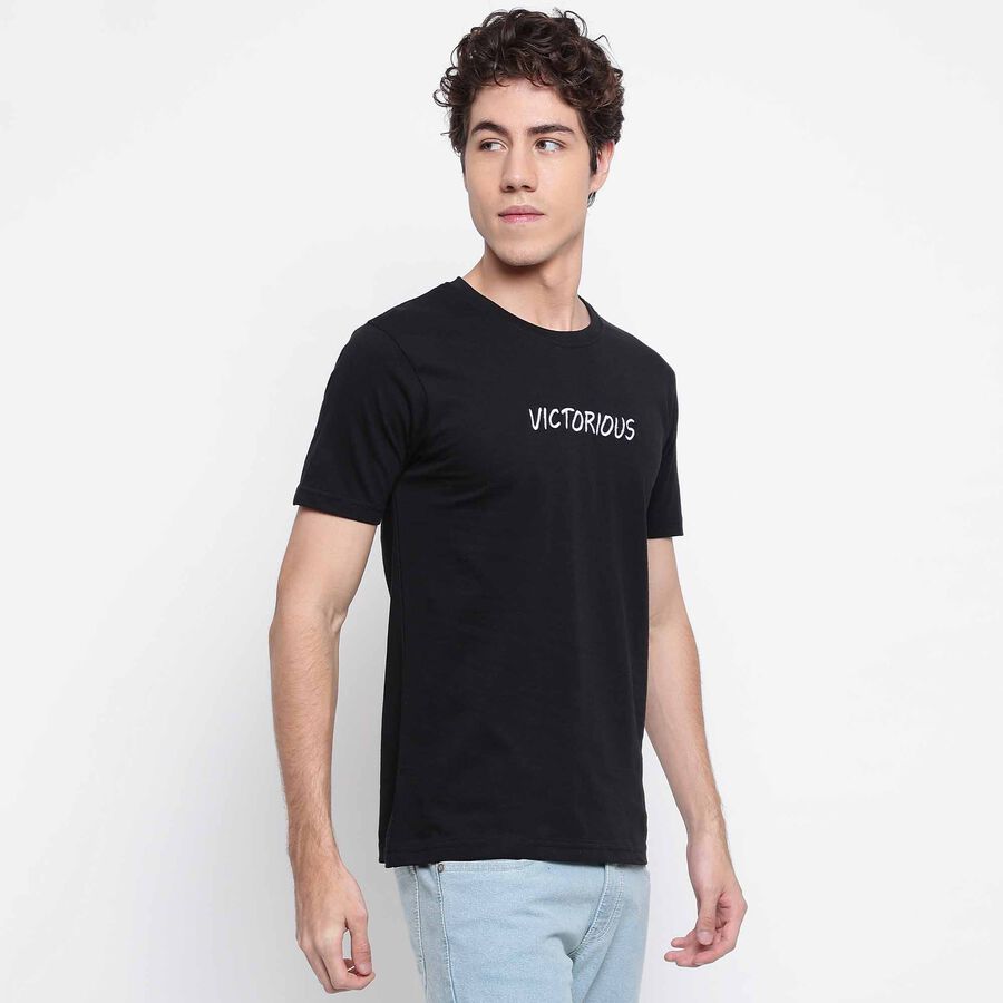 राउन्ड नेक टी-शर्ट, काला, large image number null