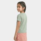 Girls Mint Green Round Neck Regular T-Shirt, हल्का हरा, small