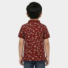 Boys Maroon Cotton Polo Neck Casual Boys T-Shirt, Maroon, small