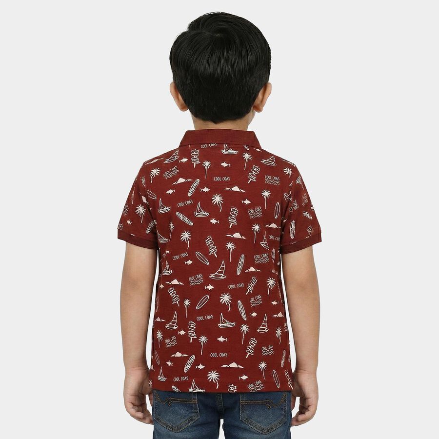 Boys Maroon Cotton Polo Neck Casual Boys T-Shirt, Maroon, large