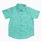 Boys Light Mint Green Cotton Half Sleeve Classic Casual Shirt, Light Green, small