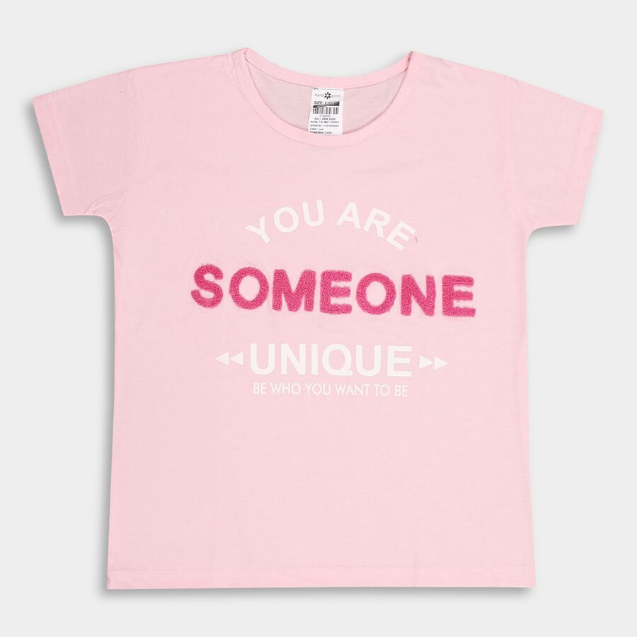 Girl's Cotton T-Shirt, Light Pink, large image number null