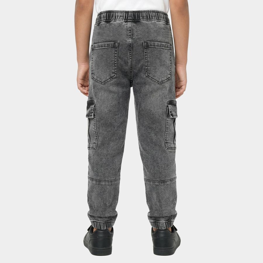 Boys Washed Black Cargo Jogger Jeans, Black, large image number null
