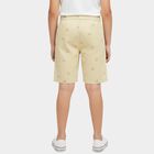 Boys Beige Regular Fit Textured Bermuda Shorts, Beige, small