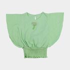 Girls Mint Light Green Round Neck Casual T-Shirt, Light Green, small