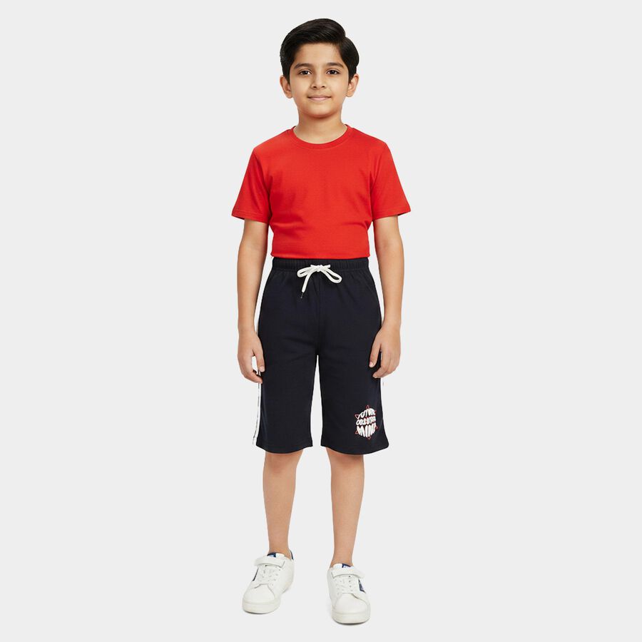 Boys' Navy Blue Regular Fit Casual Jamaican Shorts, Navy Blue, large