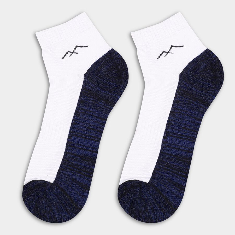 Men's Black and White Ankle Socks with Contrast Design, नेवी ब्लू, large image number null