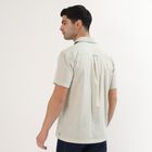 Men's Pale Sage Green Cotton Half Sleeve Spread Collar Casual Shirt, एक्वा, small