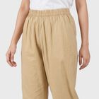 Women's Beige Regular Fit Lace Hem Solid Palazzos, गहरा पीला, small