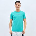 Men's Vibrant Turquoise Crew Neck Athleisure T-Shirt, टील ब्लू, small image number null