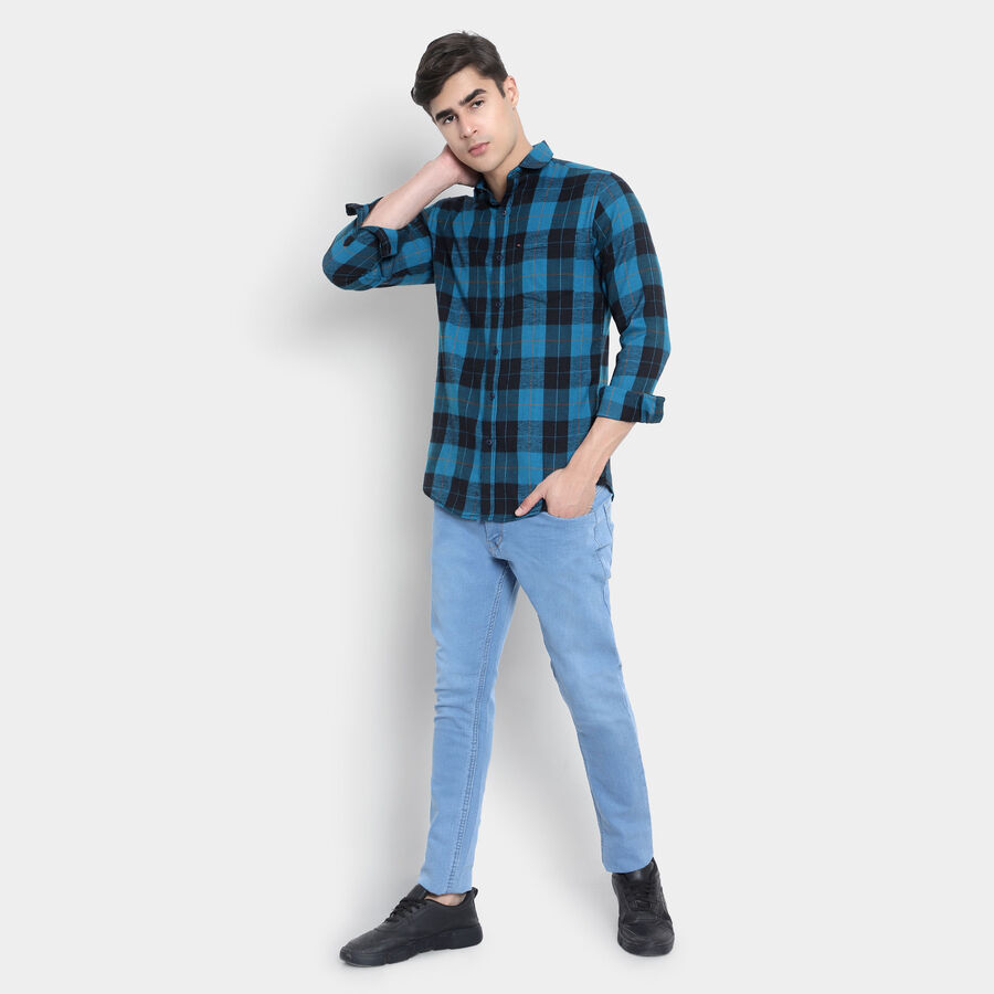 Checks Casual Shirt, Teal Blue, large image number null