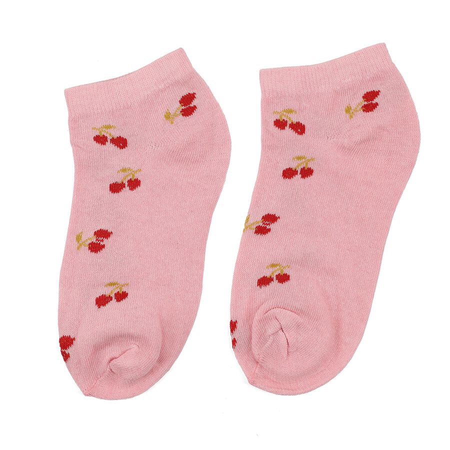Girls' Light Pink Regular Fit Ankle-Length Socks, गुलाबी, large image number null