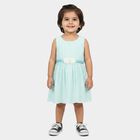 Infants' Mint Green Fit and Flare Floral Applique Frock, हल्का हरा, small