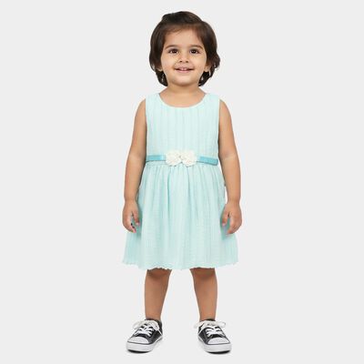 Infants' Mint Green Fit and Flare Floral Applique Frock