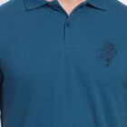 Men's Collared Half Sleeves T-Shirt, Teal Blue, small