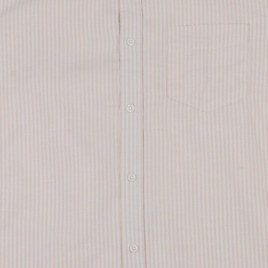 Men's Beige Cotton Classic Casual Shirt, Beige, large