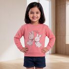 Girls' Coral Crew Neck Graphic Print Sweatshirt, Coral, small
