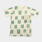 Boys Green Cotton Round Neck Casual Boys T-Shirt, हल्का हरा, small