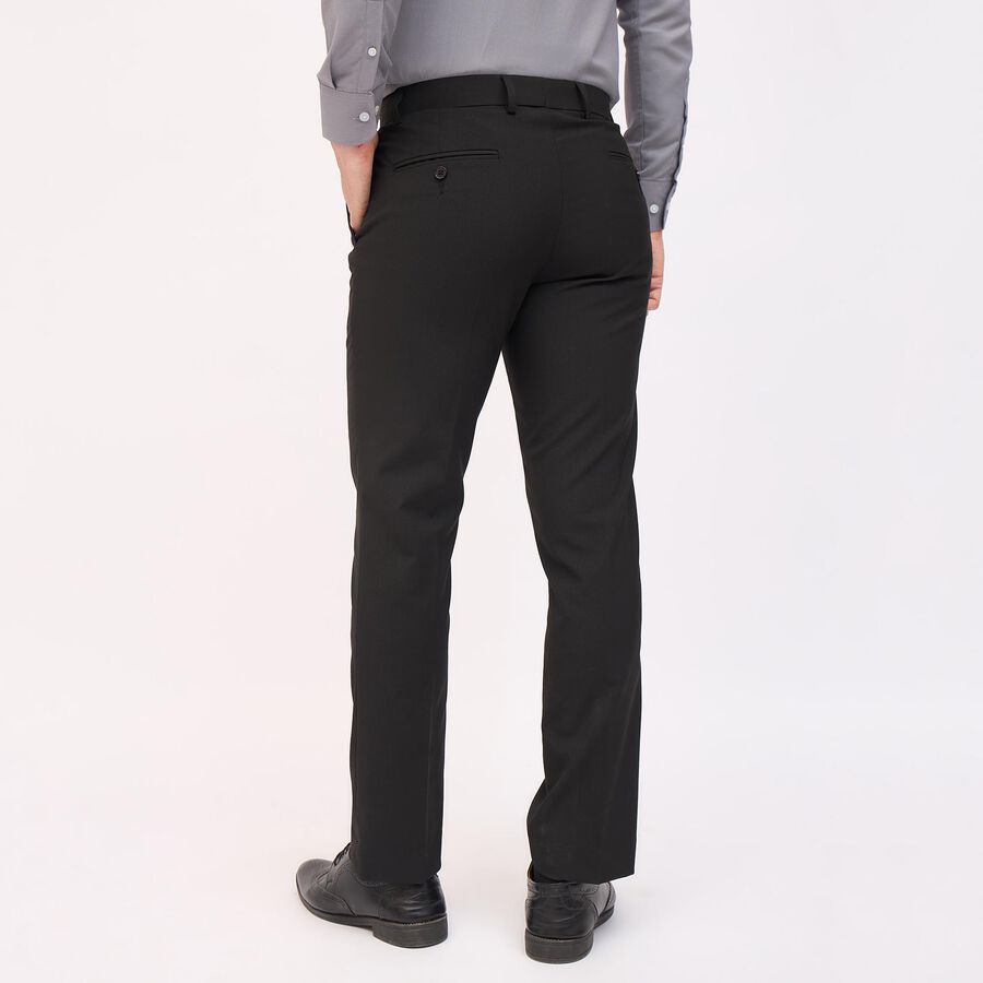 Men's Fixed Waist Slim Fit Formal Trousers, काला, large image number null