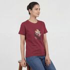 Women's Purple Cotton Round Neck Casual T-Shirt, Purple, small