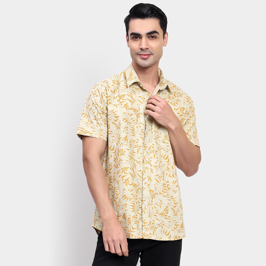 Men's 100% Cotton Casual Shirt, भूरा, large