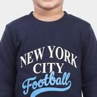 Boys Navy Blue Crew Neck Graphic Print Baba Suit, Navy Blue, small