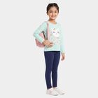 Girls' Mint Green Cotton Round Neck Regular Top, हल्का हरा, small