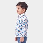 Boys' White Cotton Spread Collar Casual Shirt, सफ़ेद, small