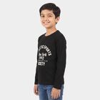Boys Black Round Neck Regular Boys T-Shirt, काला, small
