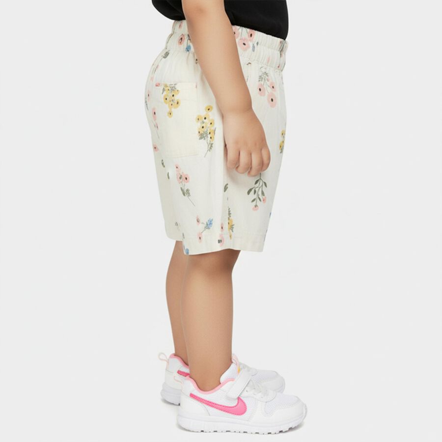 Infants Off White Regular Fit Cotton Printed Half Pant, ऑफ व्हाइट, large