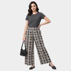 Women's Dark Grey Regular Fit Floral Printed Palazzos, Dark Grey, small