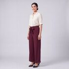 Women's Wine Regular Fit Solid Trousers, वाइन, small