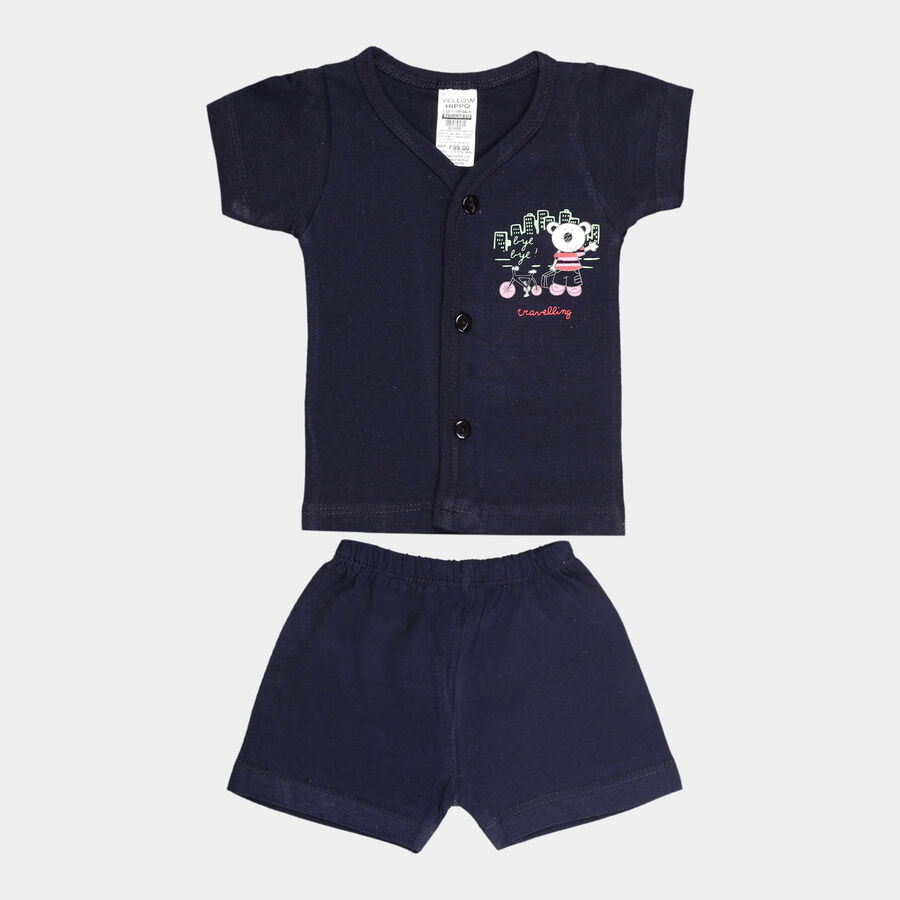 Infants Cotton Baba Suit, Navy Blue, large image number null