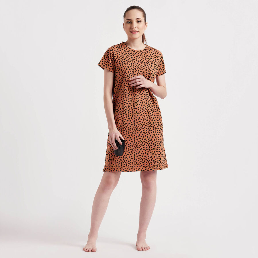 All Over Print Nighty, Brown, large image number null