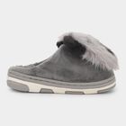 Kids Muted Charcoal Grey Fur Slip-On Winter Slippers, Grey, small image number null