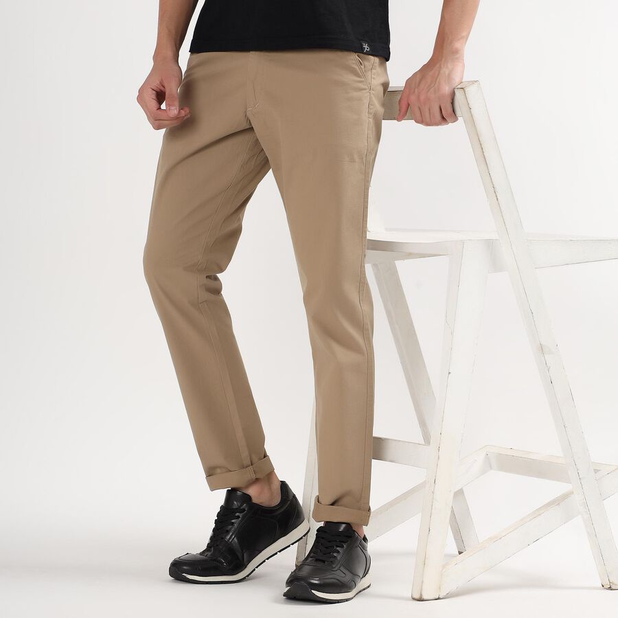 Men's Slim Fit Casual Trousers, Beige, large image number null