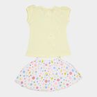 Infants Yellow Hippo Cotton Skirt Top Set, Yellow, small image number null