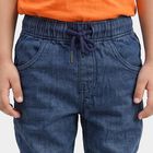 Boys' Navy Blue Jogger Fit Paneled Jeans, गहरा नीला, small