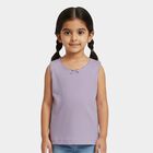 Girls' Lilac Cotton Round Neck Casual Vest, Lilac, small