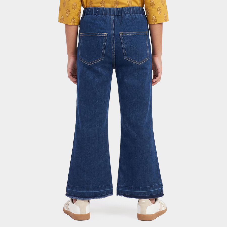 Girls Blue Flared Fit Pull-On Jeans, मध्यम नीला, large