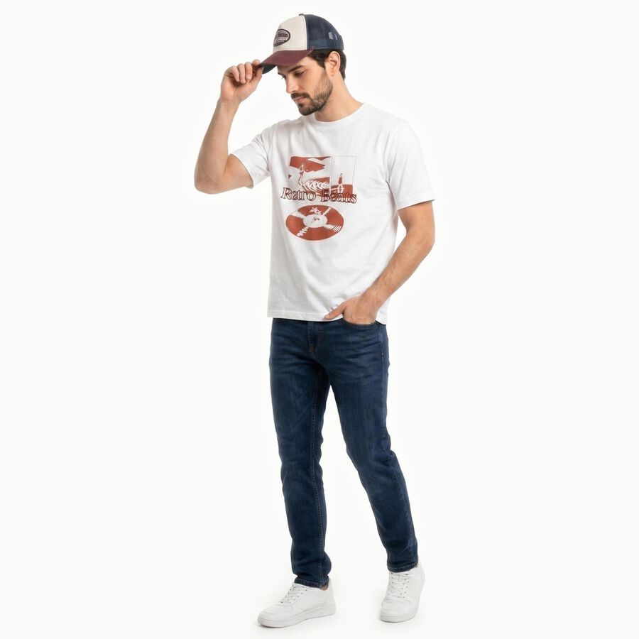 Men's White Cotton Round Neck Regular T-Shirt, सफ़ेद, large
