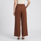 Women Brown Wide Leg Pleated Trousers, Brown, small