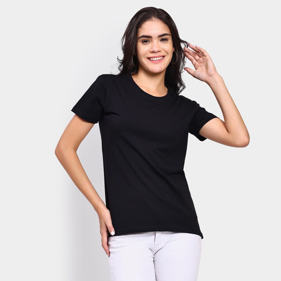 Ladies' Round Neck T-Shirt , Black, large image number null