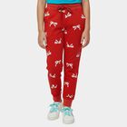 Girls' Red Cotton Blend Pyjama, Red, small