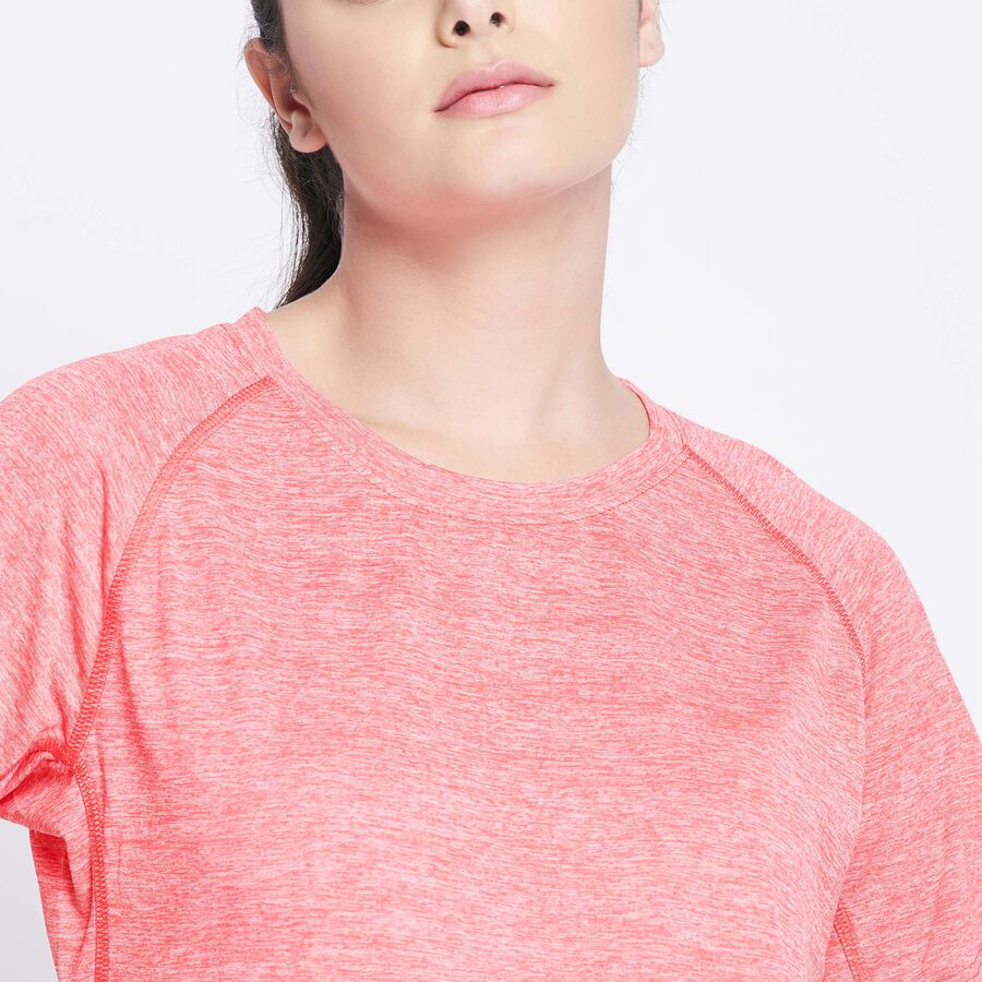 Cut & Sew Round Neck T-Shirt, Pink, large image number null