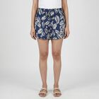 Women's Navy Blue Viscose Relaxed Fit Shorts, Navy Blue, small