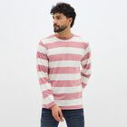 Men's Light Pink and White Crew Neck Casual T-Shirt, Light Pink, small image number null